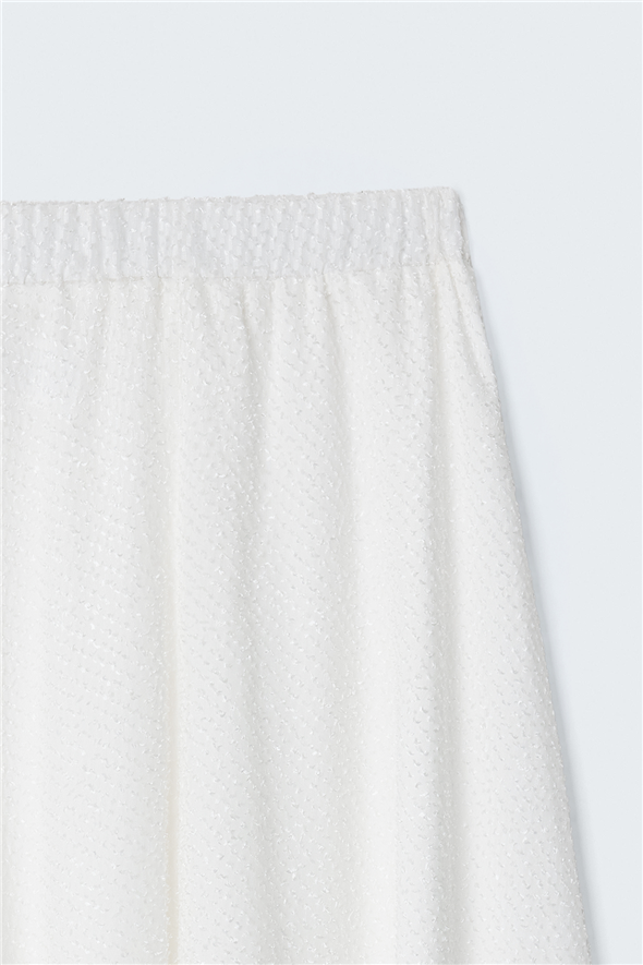 Dokulu Kloş Etek - Ekru