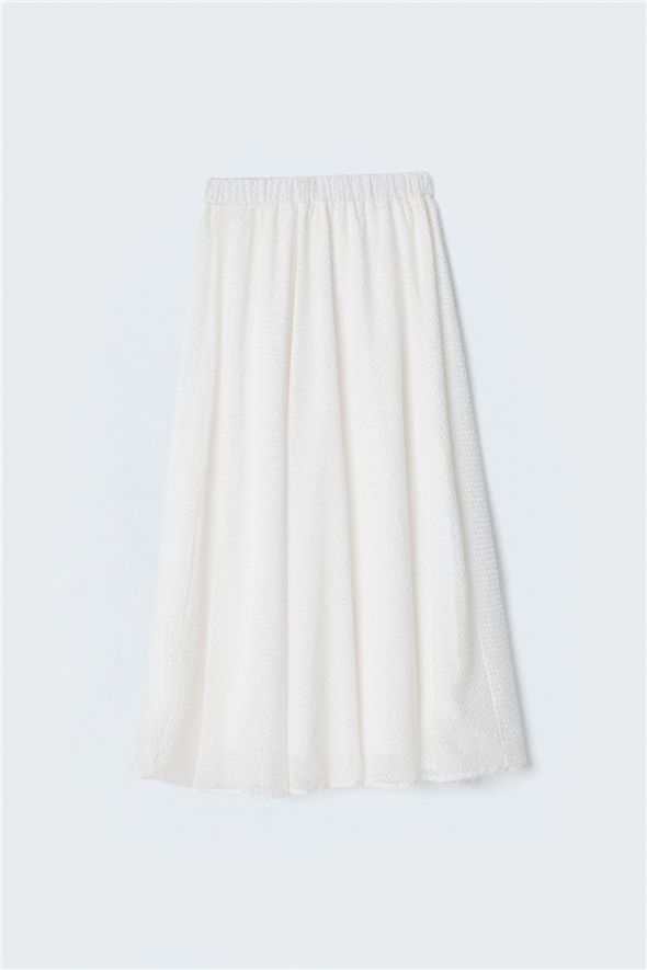 Dokulu Kloş Etek - Ekru