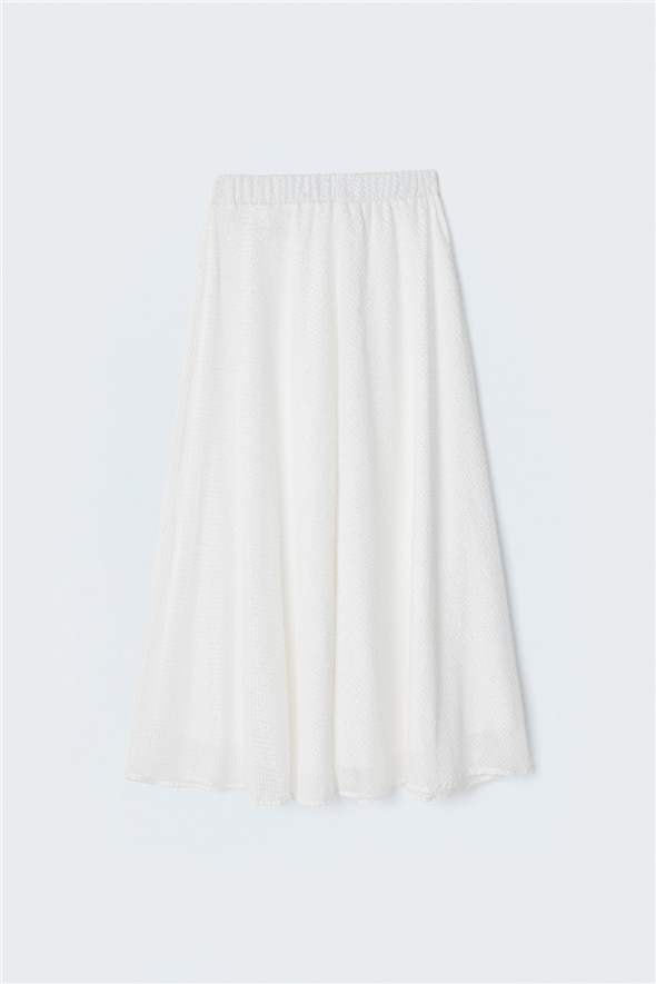 Dokulu Kloş Etek - Ekru
