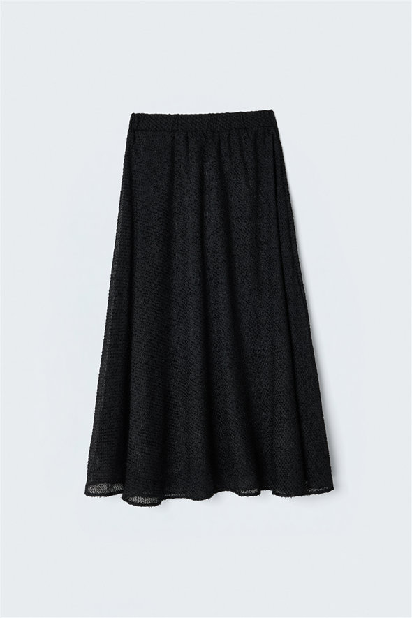 Dokulu Kloş Etek - Siyah