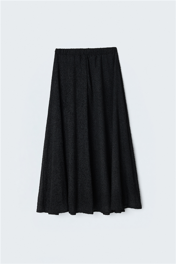 Dokulu Kloş Etek - Siyah