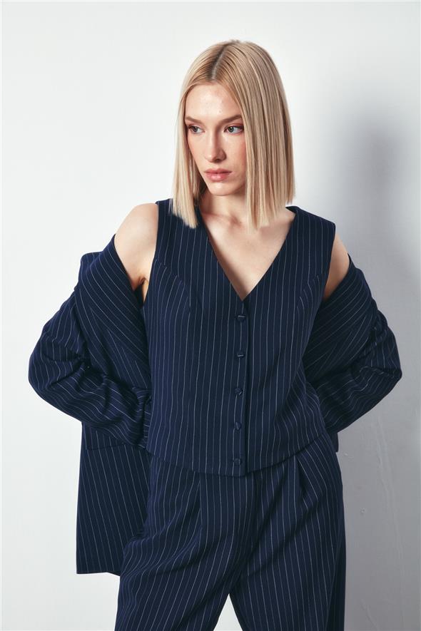 Düğmeli Yelek - Lacivert