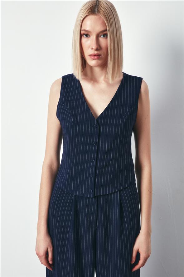 Düğmeli Yelek - Lacivert