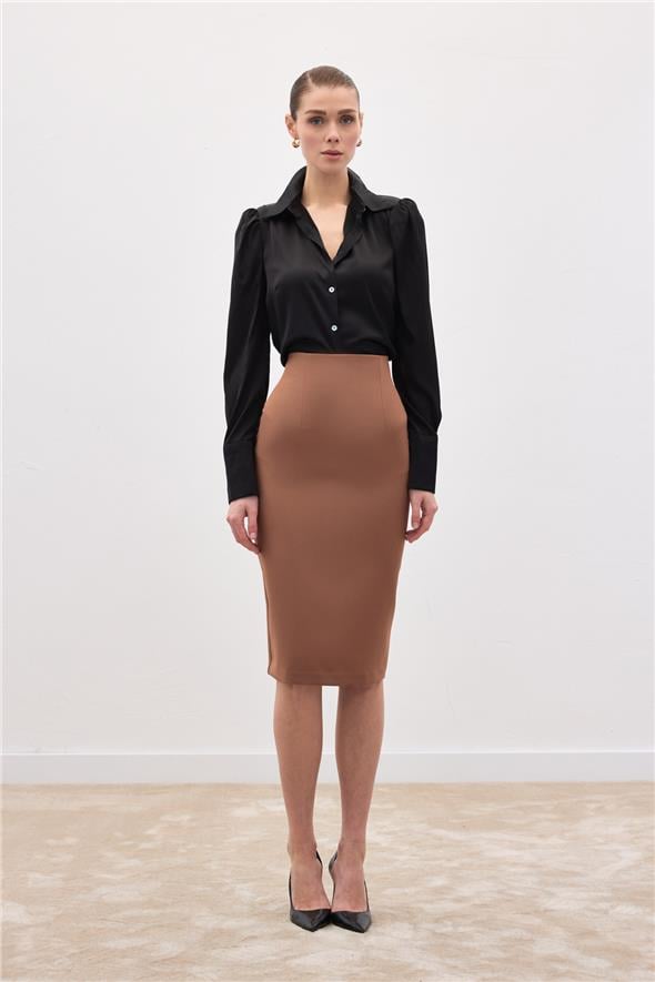 Düz Kalem Etek - Camel