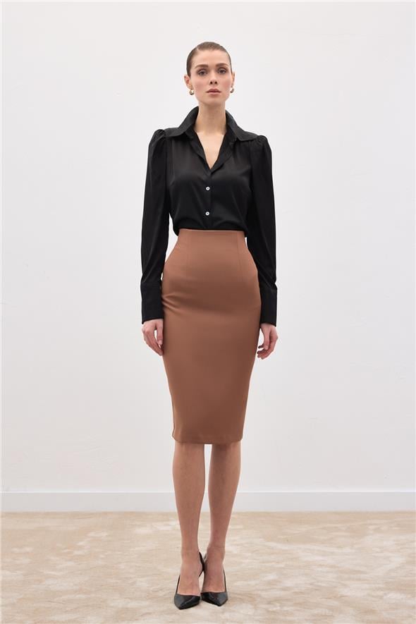 Düz Kalem Etek - Camel