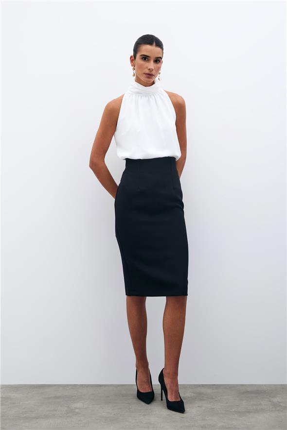 Düz Kalem Etek - Siyah