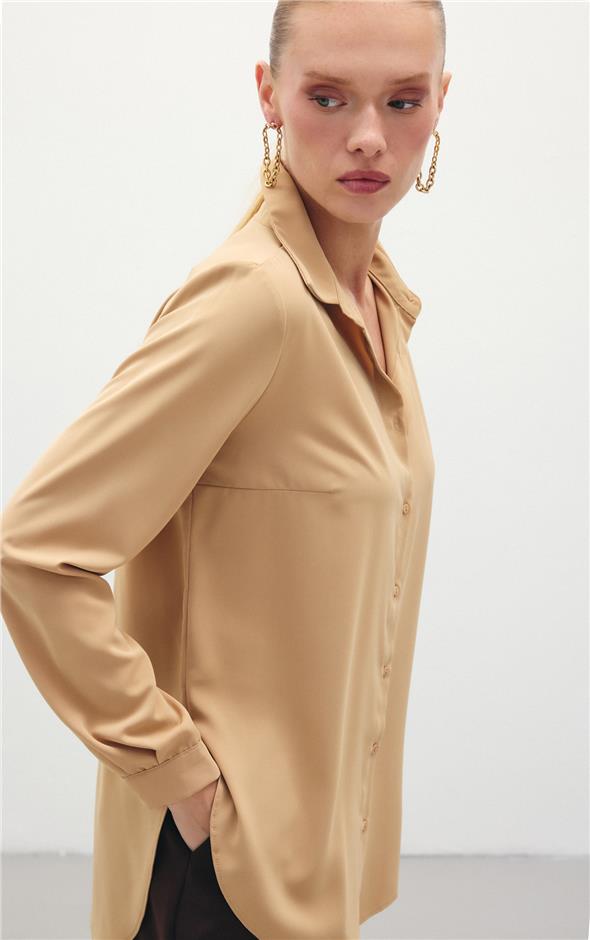 Düz Klasik Gömlek - Camel