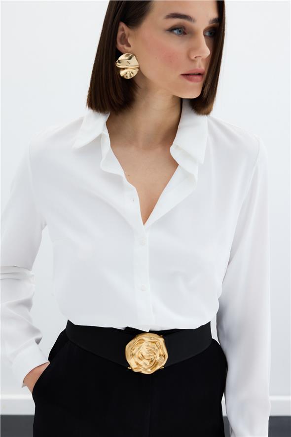 Düz Klasik Gömlek - EKRU