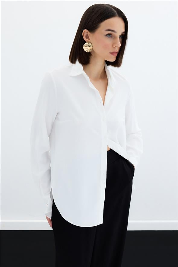 Düz Klasik Gömlek - EKRU