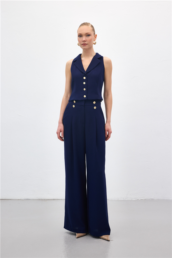 Eva Krep Pantolon - Lacivert