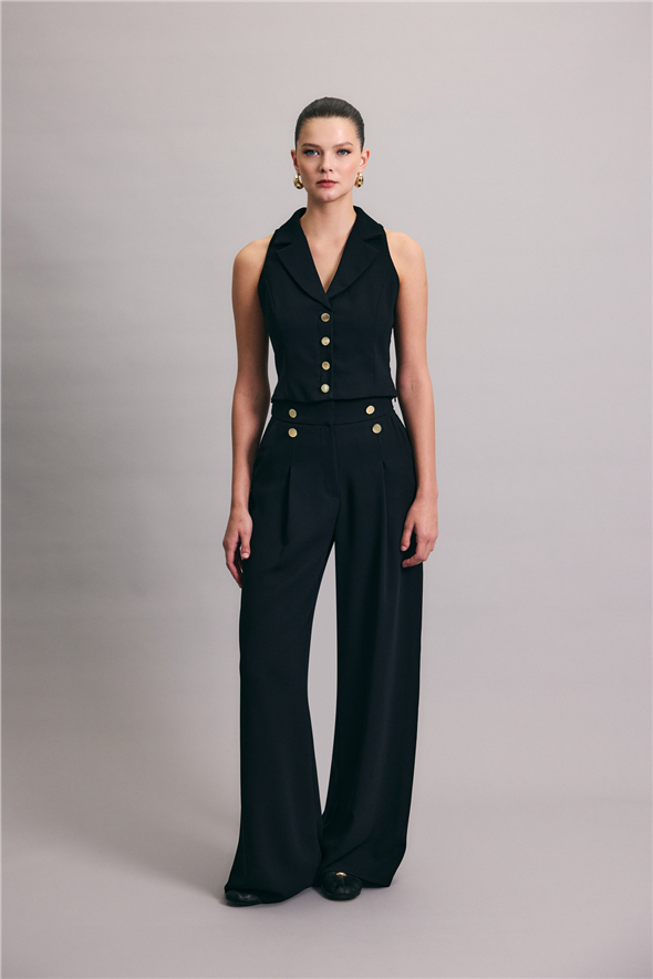 Eva Krep Pantolon - Siyah