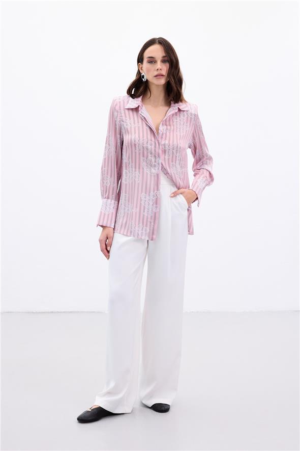 Geniş Manşetli Gömlek - Pembe