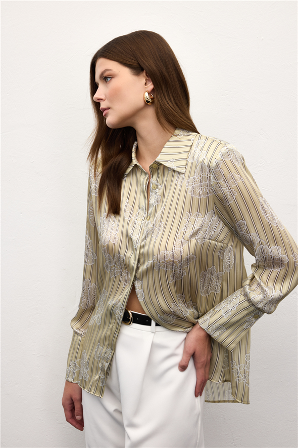 Geniş Manşetli Gömlek - Sarı