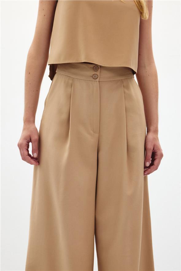 Geniş Paça Pantolon - Camel