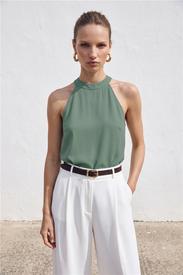Halter Yaka Bluz - Mint