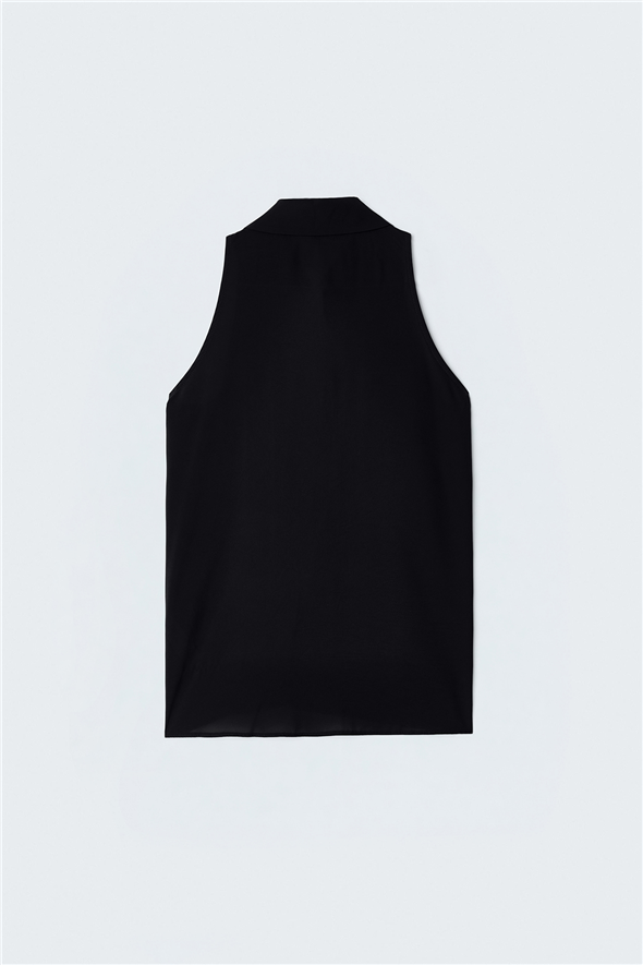 Halter Yaka Gömlek - Siyah