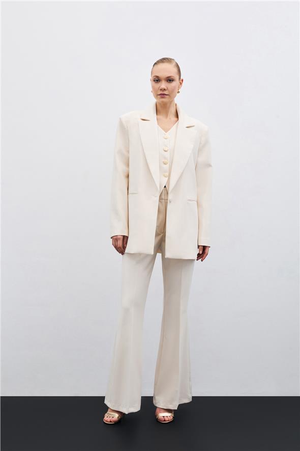 İspanyol Paça Pantolon - Bej