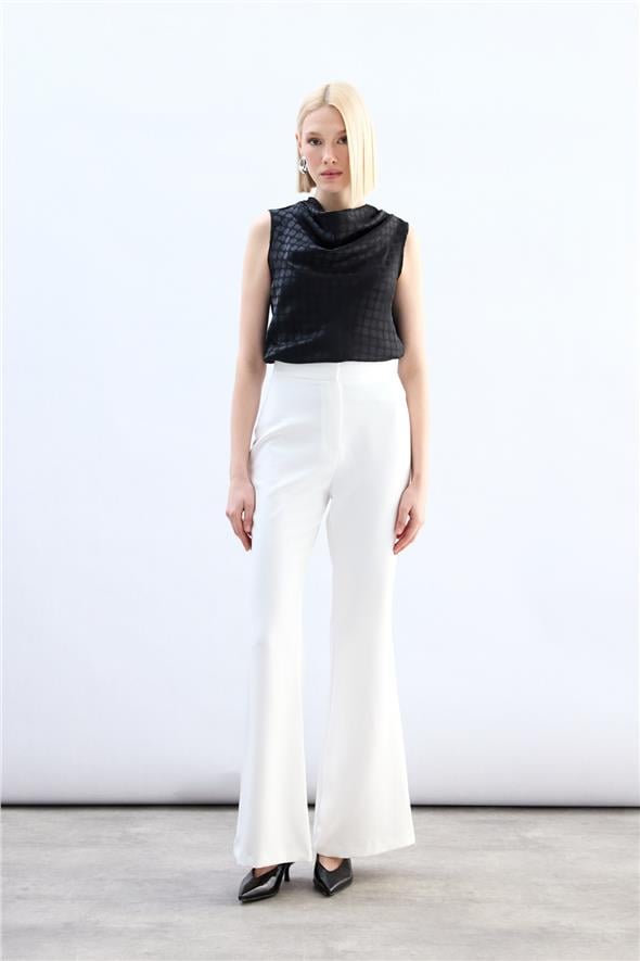 İspanyol Paça Pantolon - Ekru