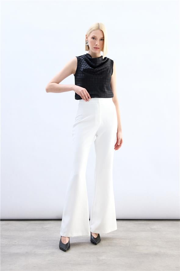 İspanyol Paça Pantolon - Ekru