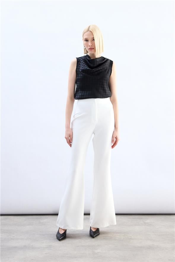 İspanyol Paça Pantolon - Ekru