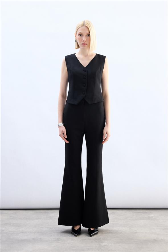 İspanyol Paça Pantolon - Siyah