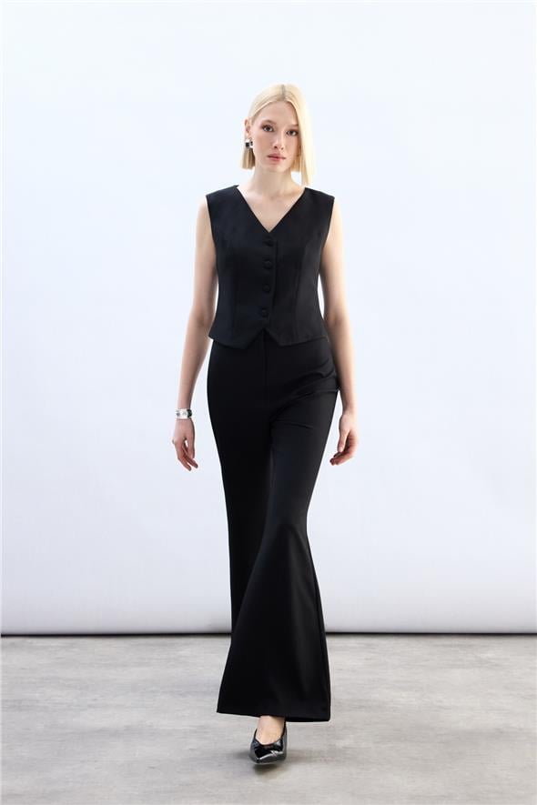 İspanyol Paça Pantolon - Siyah