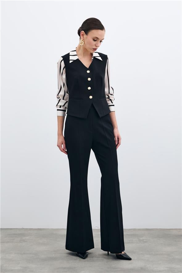 İspanyol Paça Pantolon - Siyah