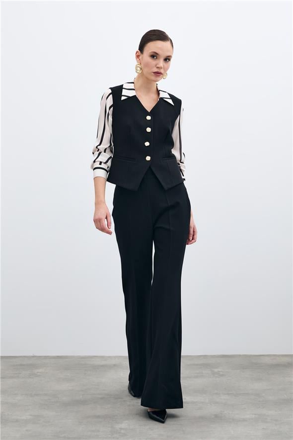 İspanyol Paça Pantolon - Siyah