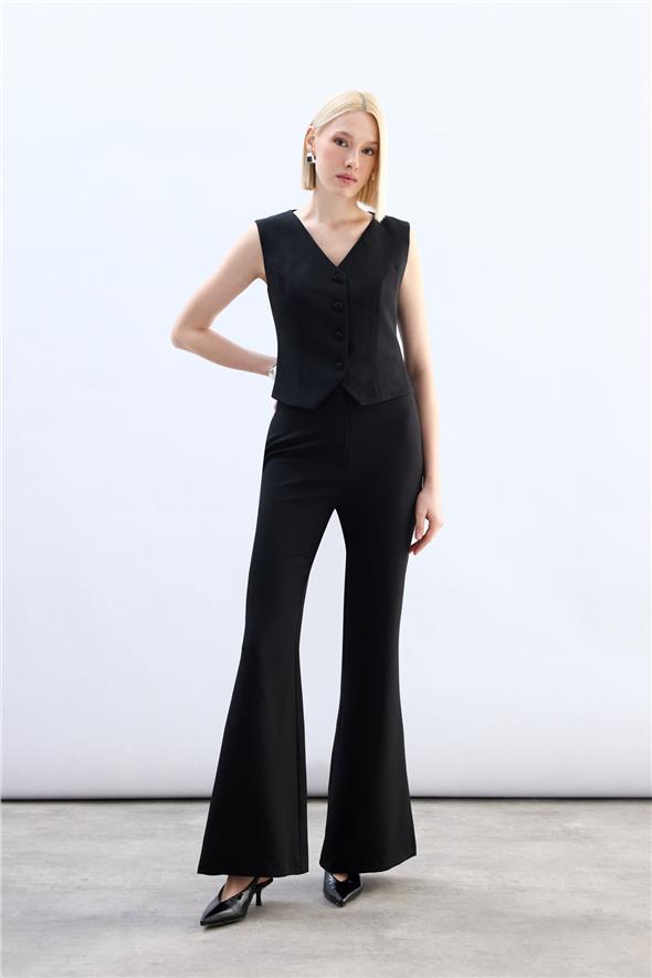 İspanyol Paça Pantolon - Siyah