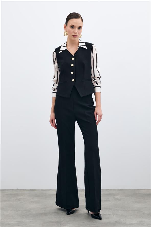 İspanyol Paça Pantolon - Siyah