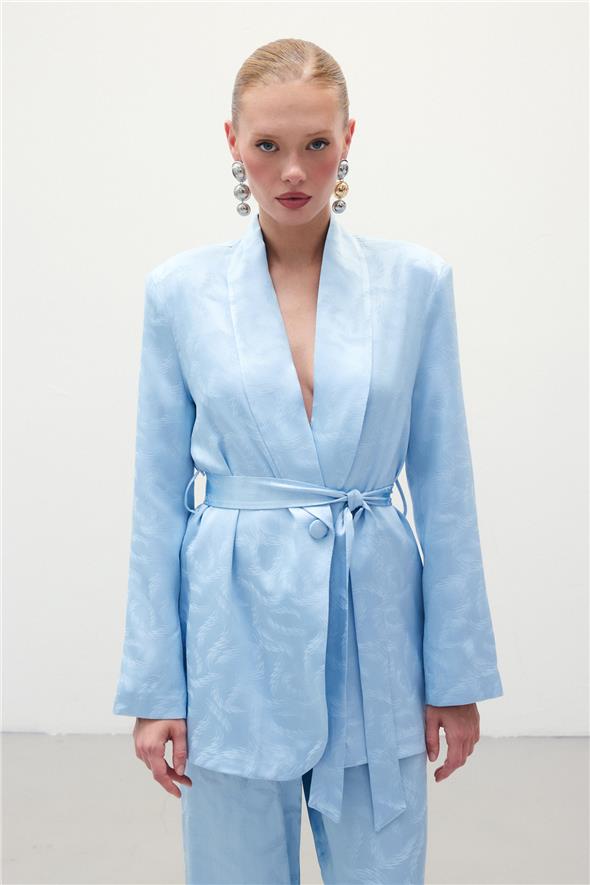 Jakar Saten Ceket - Mavi