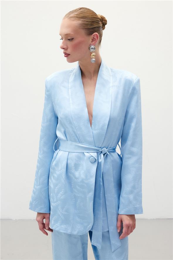 Jakar Saten Ceket - Mavi