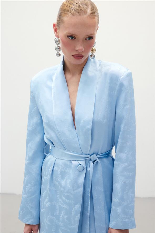 Jakar Saten Ceket - Mavi