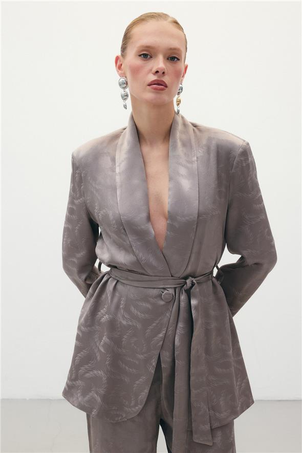 Jakar Saten Ceket - Vizon