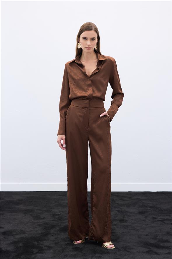 Jakarlı Pantolon - Kahve