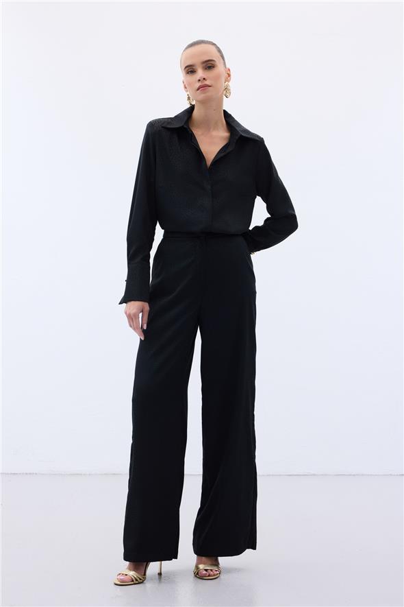Jakarlı Pantolon - Siyah