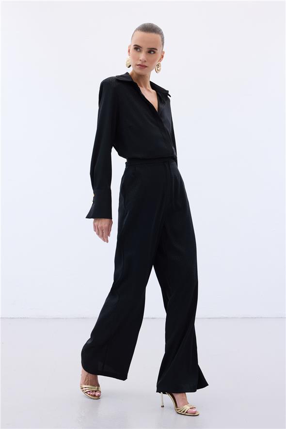 Jakarlı Pantolon - Siyah