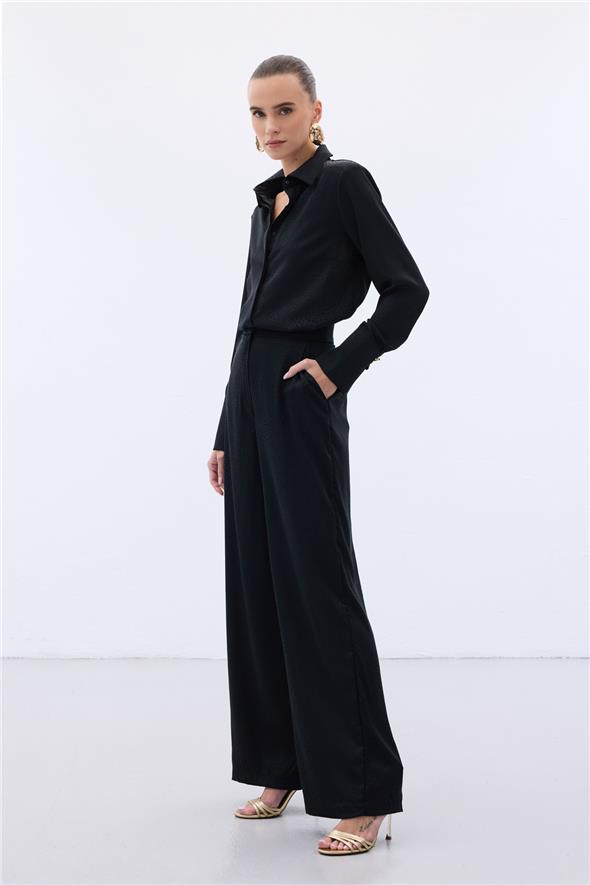 Jakarlı Pantolon - Siyah