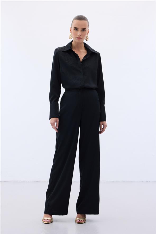 Jakarlı Pantolon - Siyah