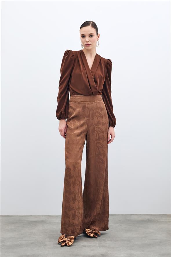 Jakarlı Salaş Pantolon - Kahve