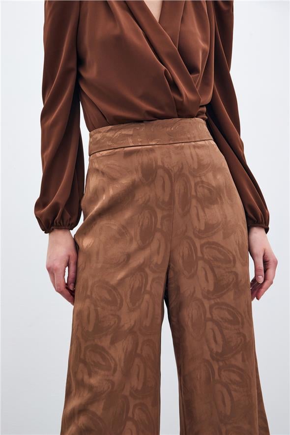 Jakarlı Salaş Pantolon - Kahve