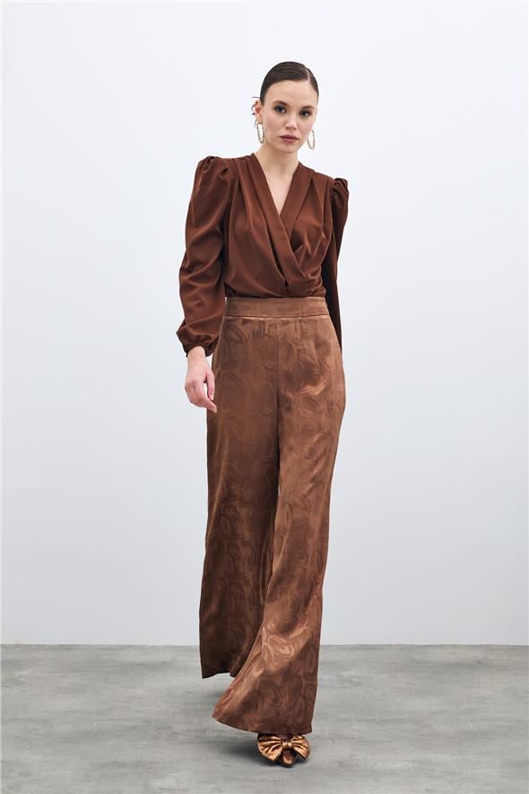 Jakarlı Salaş Pantolon - Kahve