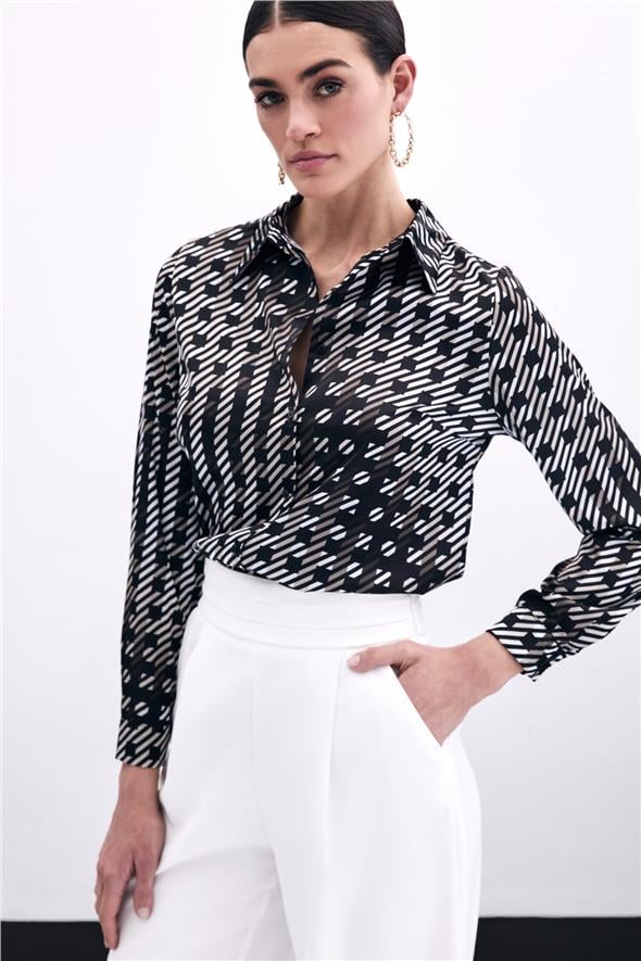 Kare Desenli Gömlek - Siyah