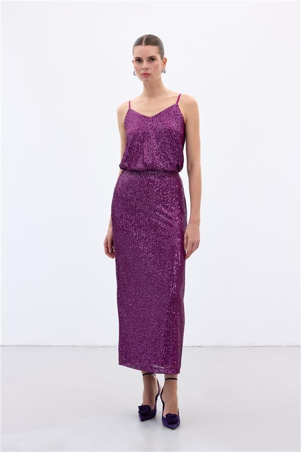 Karolin Midi Etek - Mürdüm