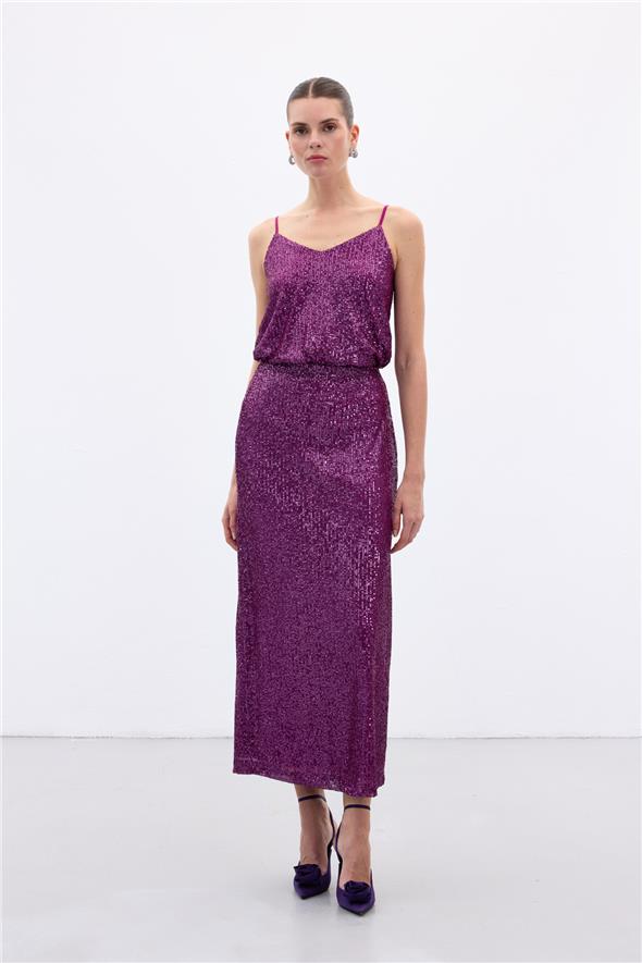 Karolin Midi Etek - Mürdüm