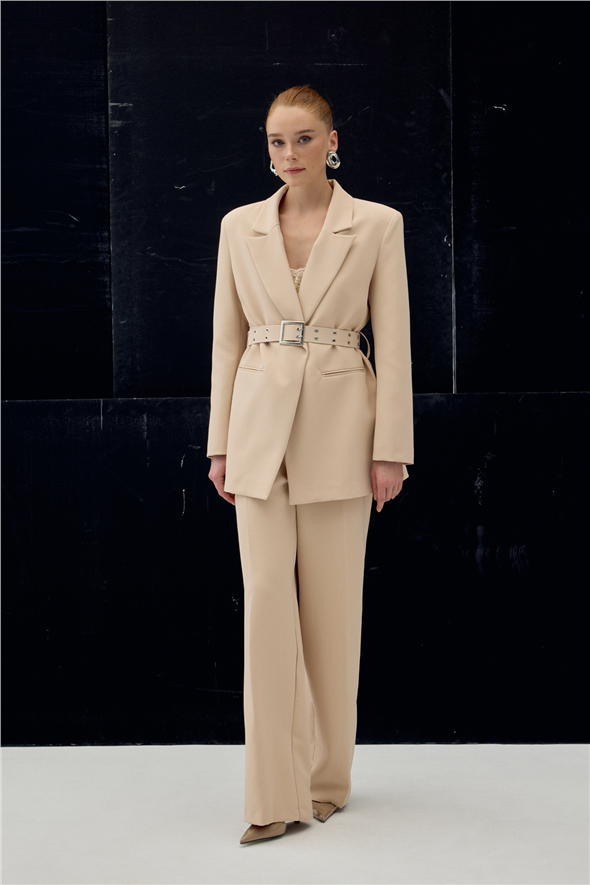 Kemer Detaylı Ceket - Bej