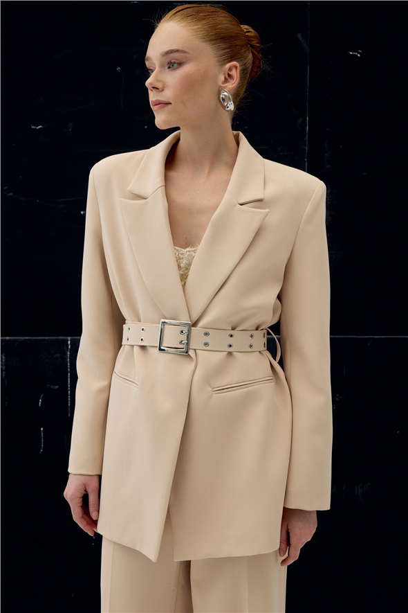 Kemer Detaylı Ceket - Bej