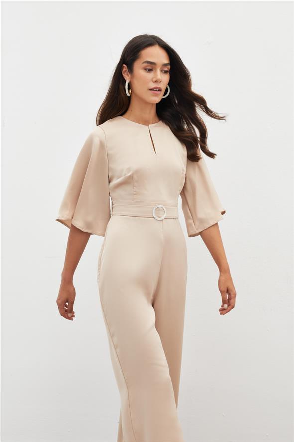 Kemerli Krep Tulum - Bej