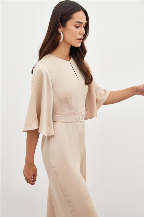 Kemerli Krep Tulum - Bej