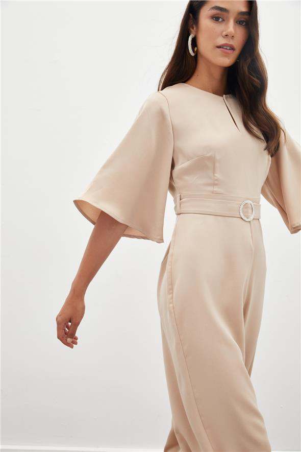 Kemerli Krep Tulum - Bej